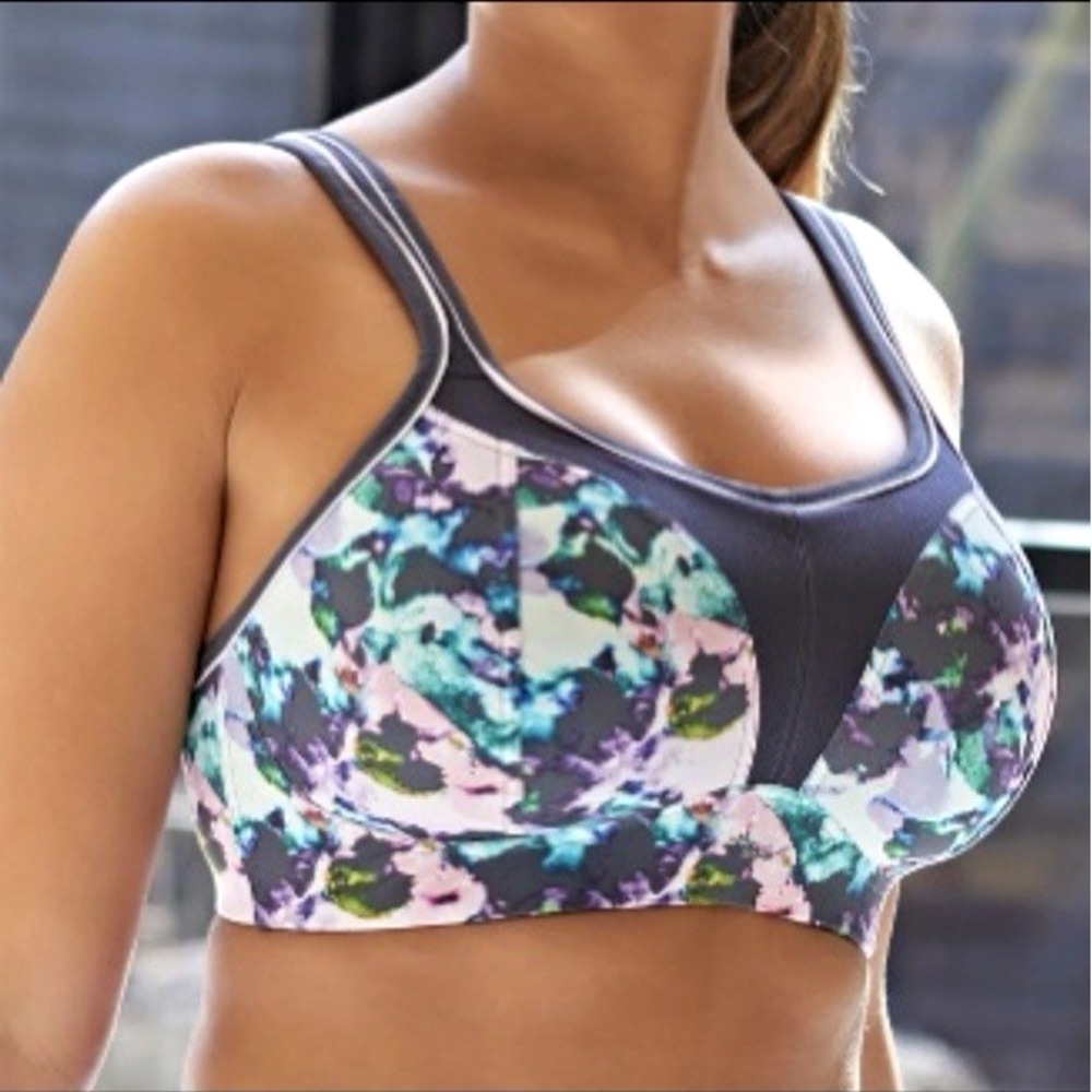 NEW Panache Boundless Racerback Non-Wire Sports Bra 34GG 34J  Watercolour 7341